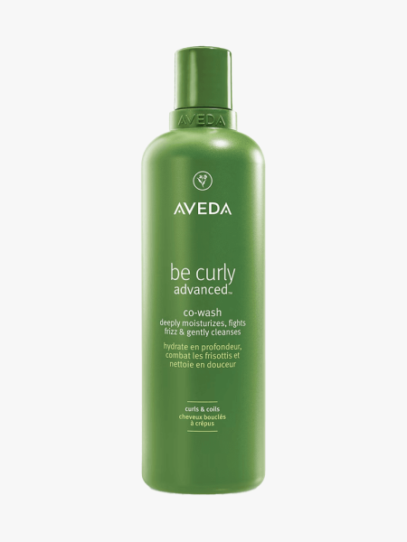 Aveda Be Curly Advanced Co-Wash in branded component on a light gray background