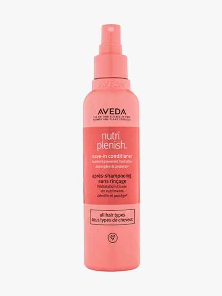 Aveda Nutriplenish Leave-in Conditioner in branded component on a light gray background