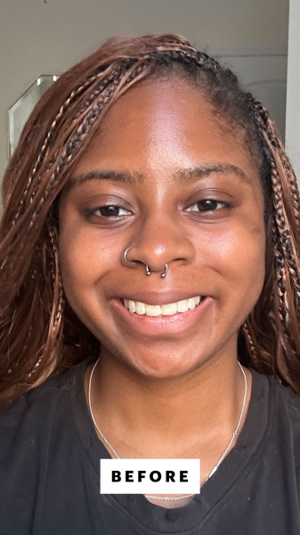 A selfie of Allure associate manager of audience development Melanie Curry with her natural lashes