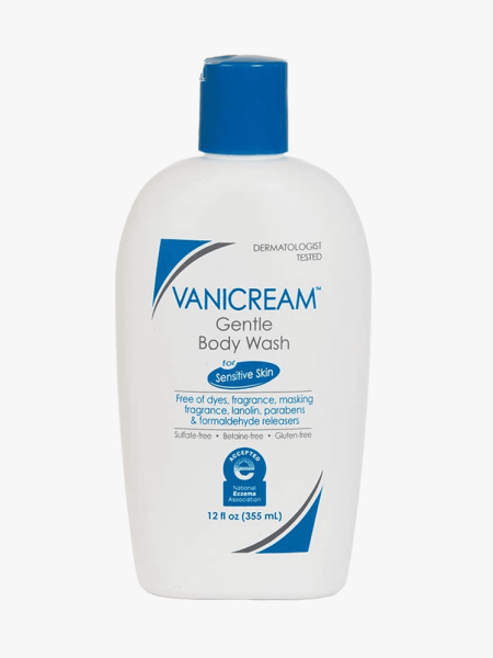 Vanicream Gentle Body Wash in branded bottle component on a light gray background