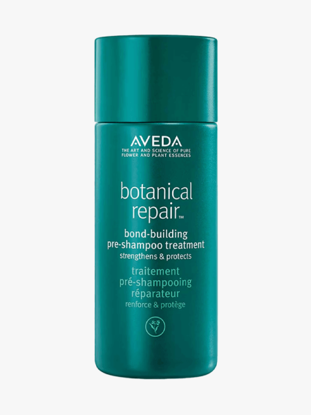 Aveda Botanical Repair Bond-Building Pre-Shampoo Treatment in branded component on a light gray background