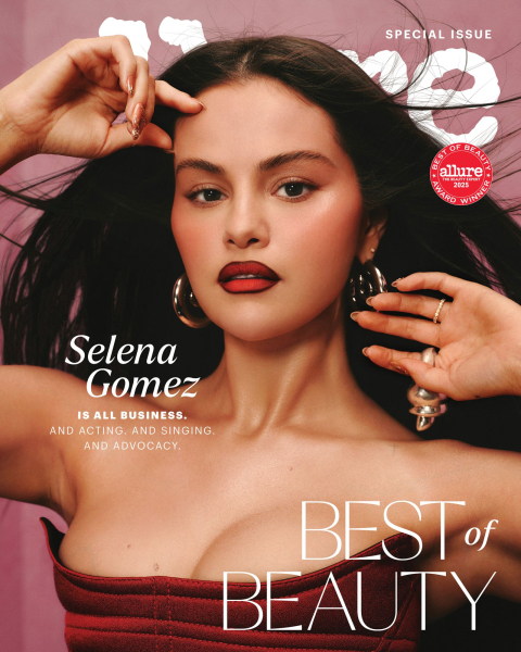 selena gomez poses on the september 2025 cover of allure magazine