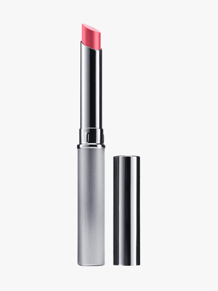 Clinique Almost Lipstick in Pink Honey in branded component on a light gray background