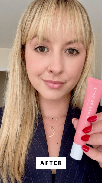 Stables after applying the Summer Fridays Lip Butter Balm