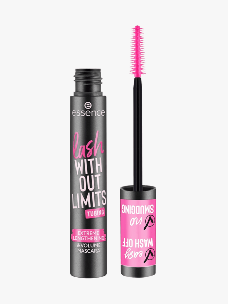 Essence Lash Without Limits Tubing Extreme Lengthening & Volume Mascara in branded component on a light gray background