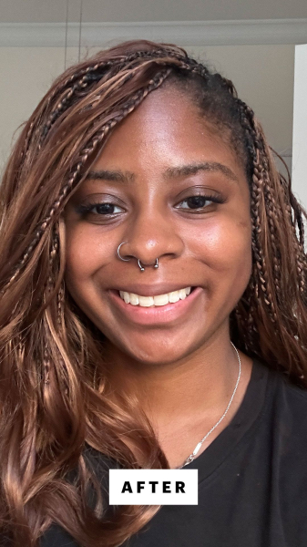 A selfie of Allure associate manager of audience development Melanie Curry after applying VelourXtensions SelfStick Lash...