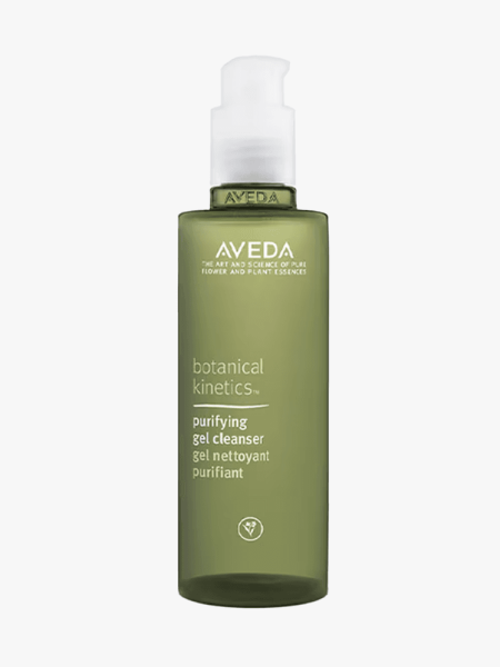 Aveda Botanical Kinetics Purifying Gel Cleanser in branded component on a light gray background